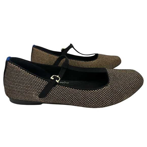 Rothy's T-Strap Mary Jane Flats Bronze Black Metallic Knit Women's Size 9 - Picture 8 of 10